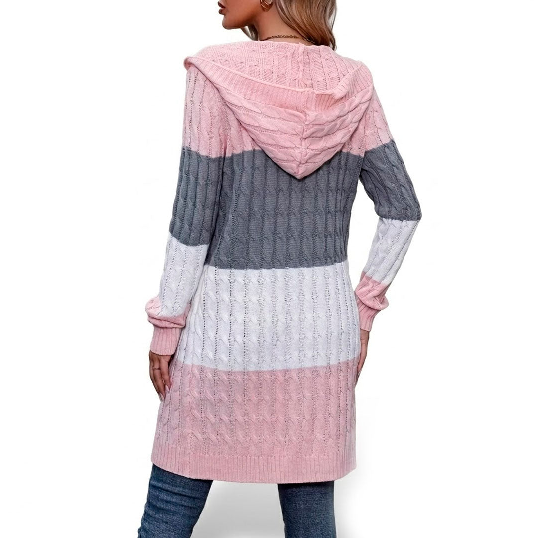Women's Color Block Long Cardigan Sweater Louise