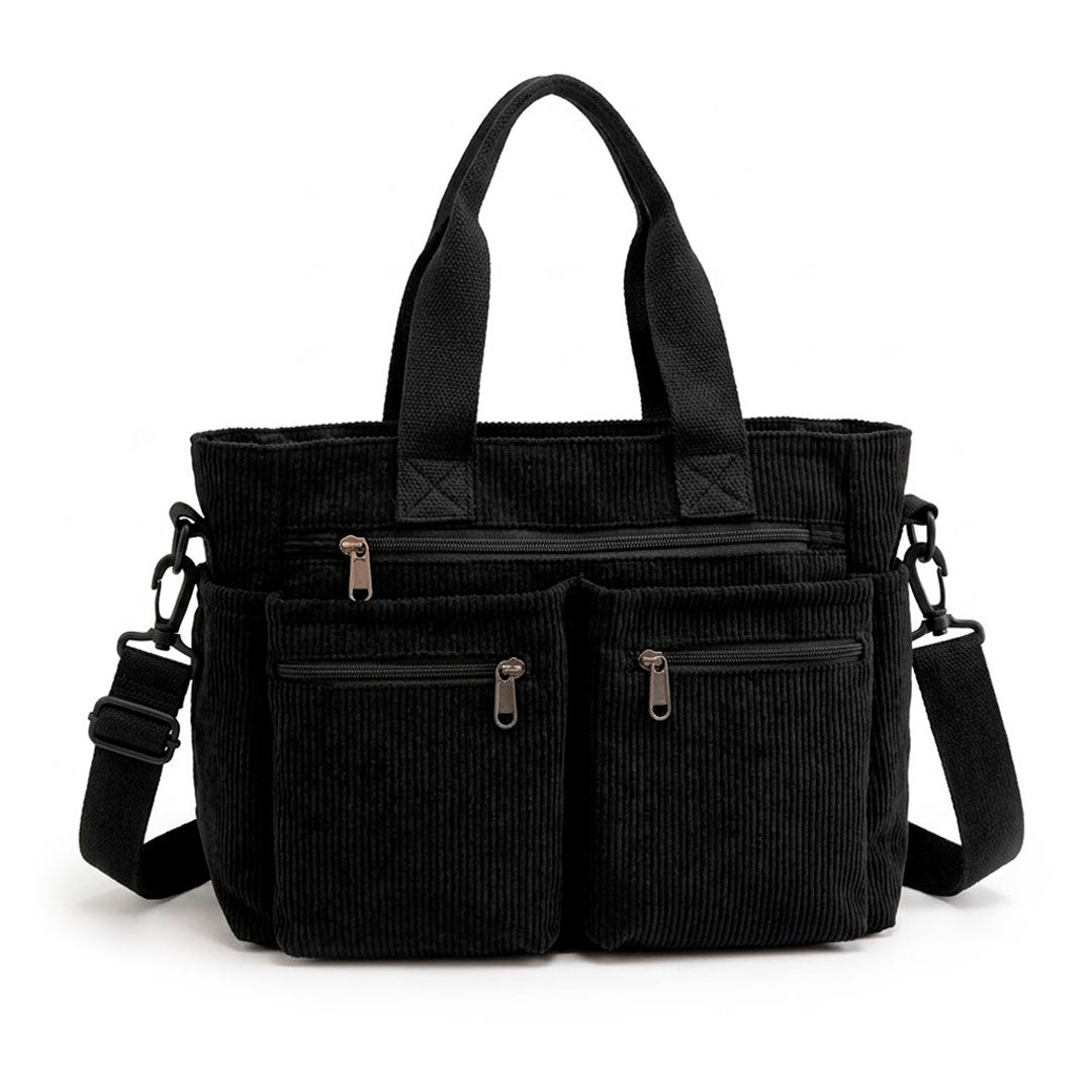 Women's Corduroy Shoulder Bag with Pockets Louise