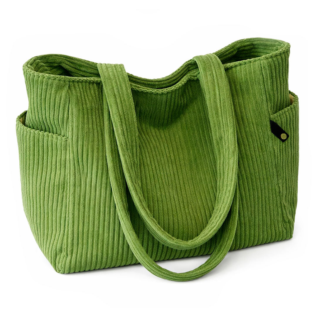 Women's Corduroy Tote Bag with Side Pockets Louise