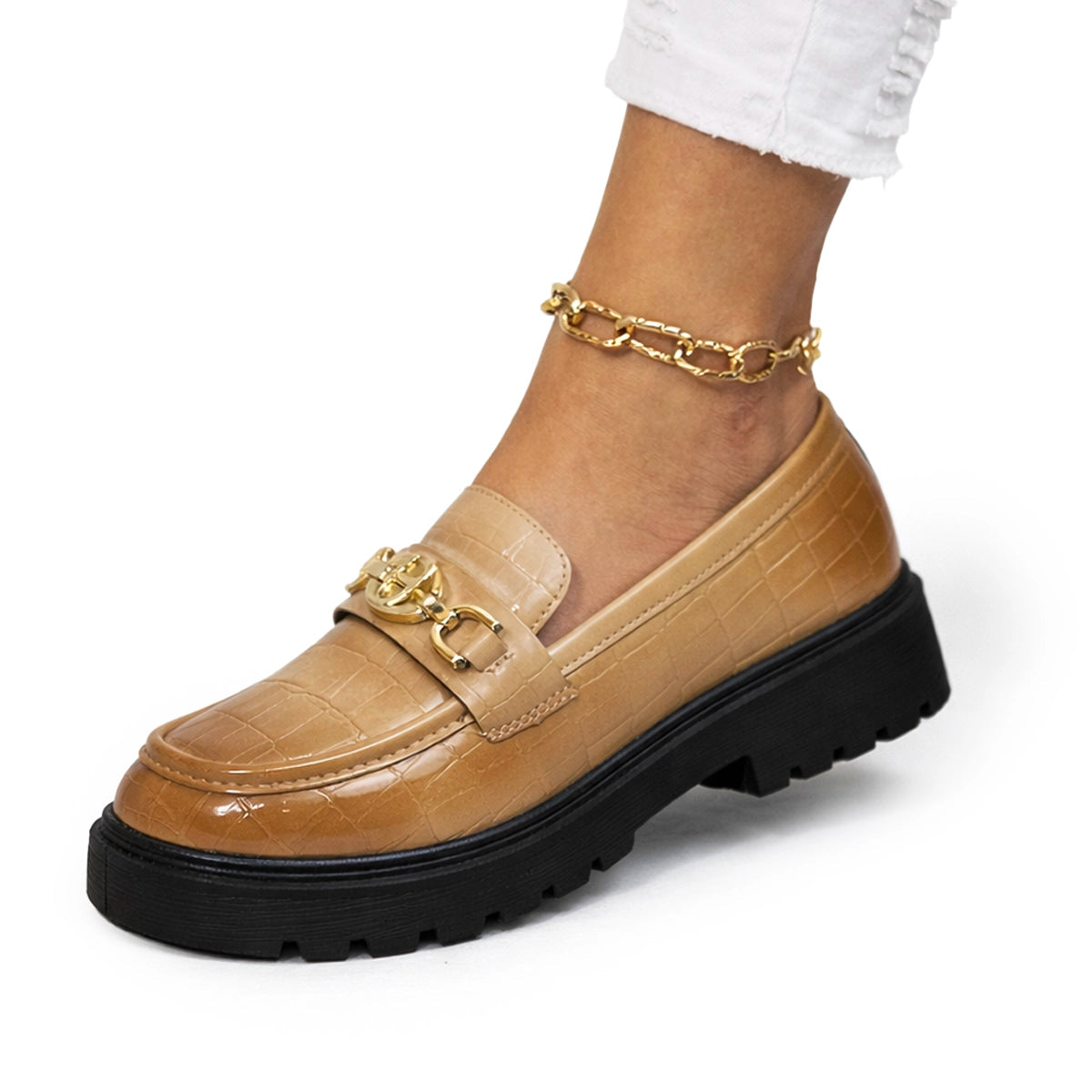 Women's Imitation Crocodile Moccasins Shoes Louise