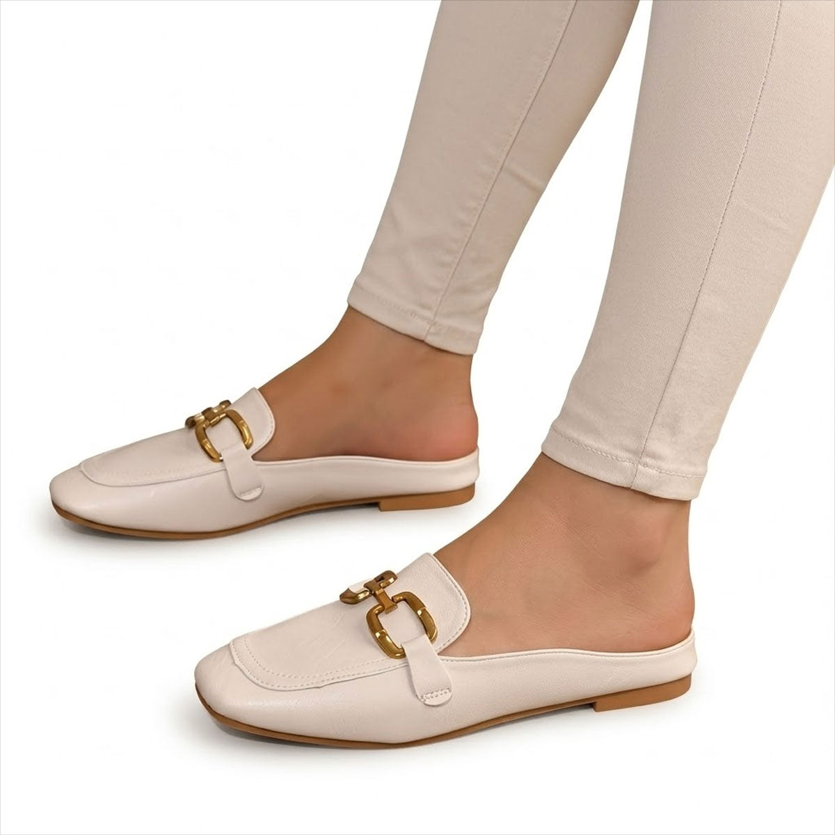 Women's Leather Mules with Horsebit Detail Louise