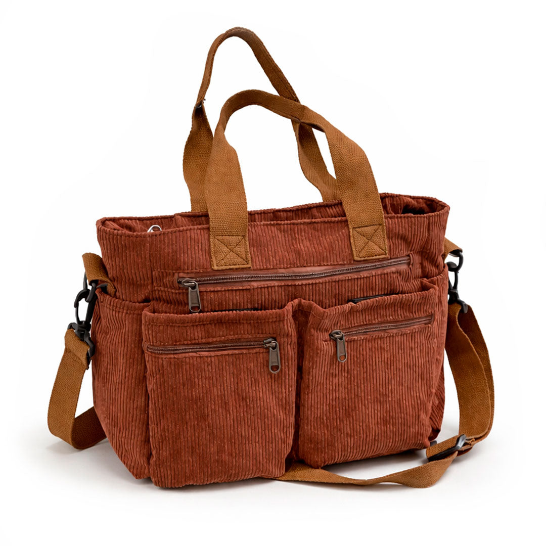 Women's Corduroy Shoulder Bag with Pockets Louise