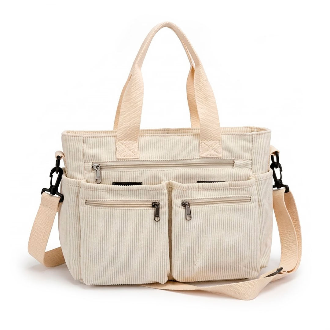 Women's Corduroy Shoulder Bag with Pockets Louise