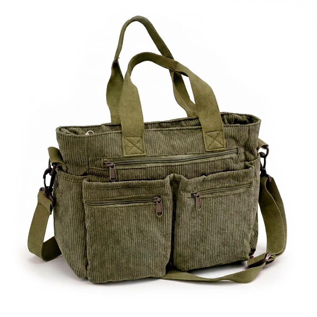 Women's Corduroy Shoulder Bag with Pockets Louise