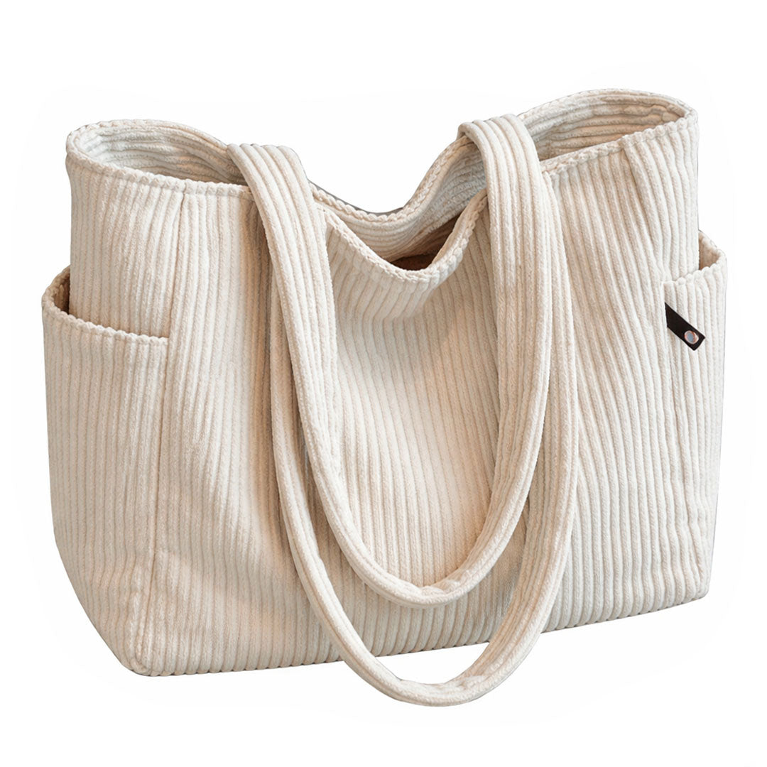 Women's Corduroy Tote Bag with Side Pockets Louise