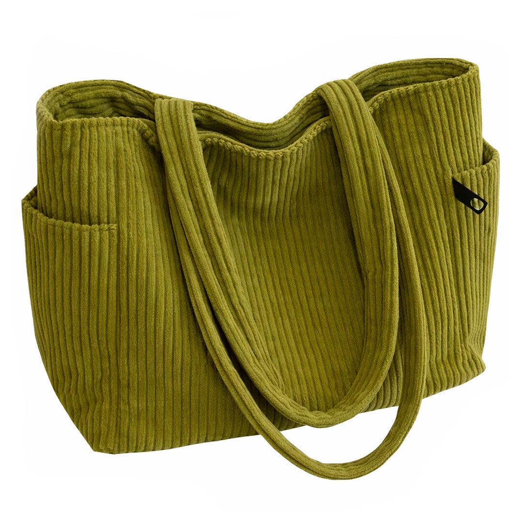 Women's Corduroy Tote Bag with Side Pockets Louise