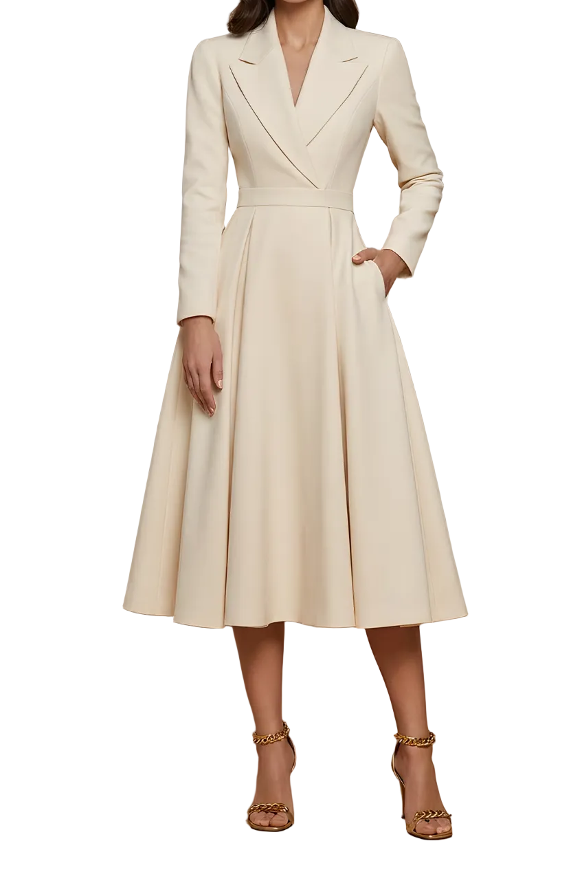 Women's Elegant Midi Dress with Belt Louise