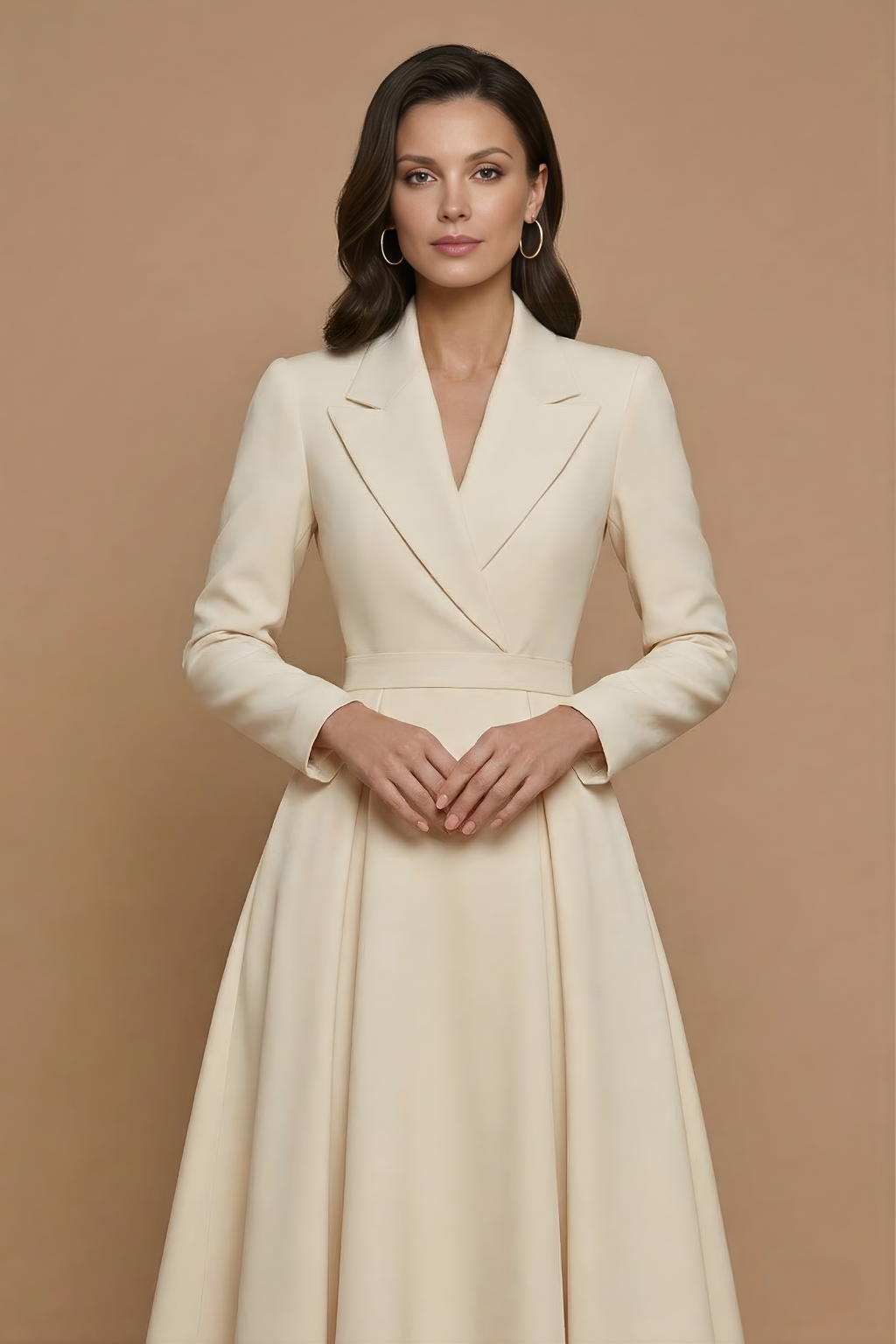 Women's Elegant Midi Dress with Belt Louise