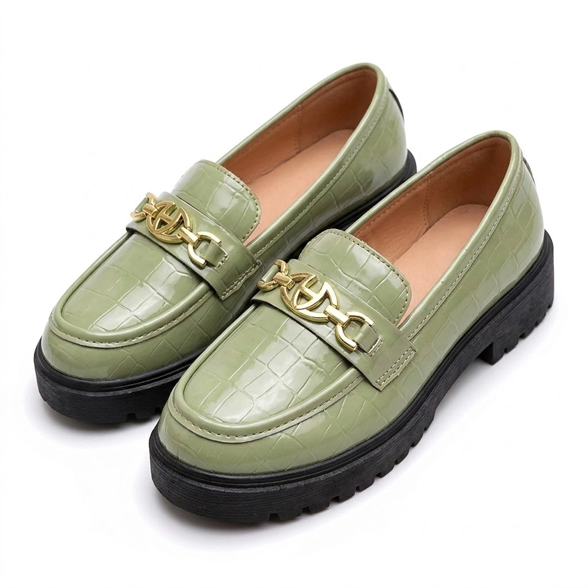 Women's Imitation Crocodile Moccasins Shoes Louise