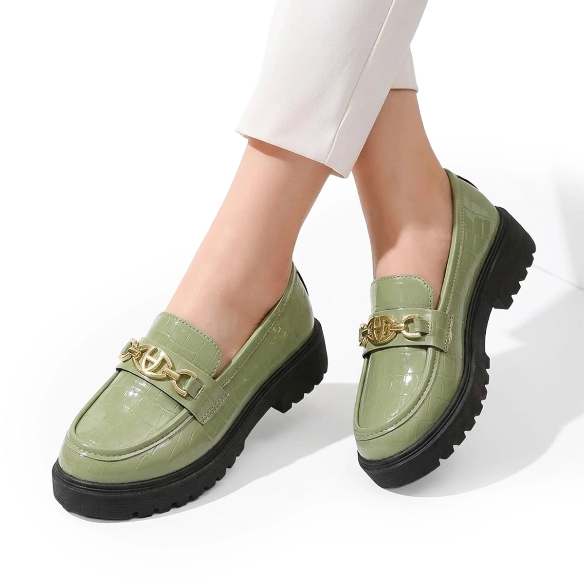 Women's Imitation Crocodile Moccasins Shoes Louise
