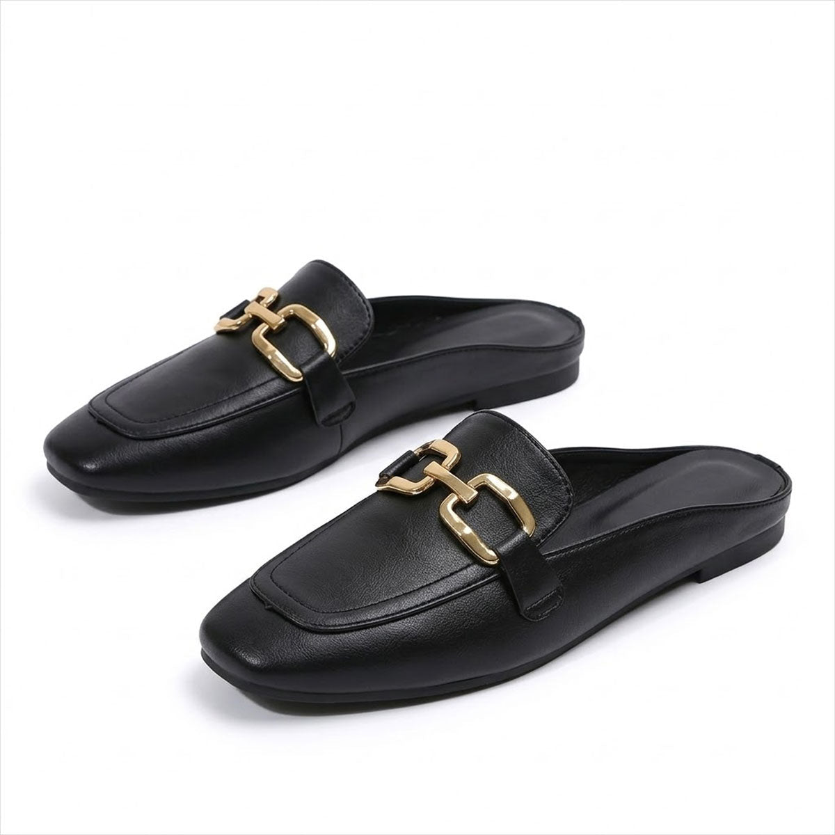 Women's Leather Mules with Horsebit Detail Louise