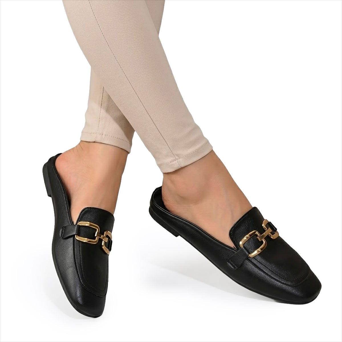 Women's Leather Mules with Horsebit Detail Louise