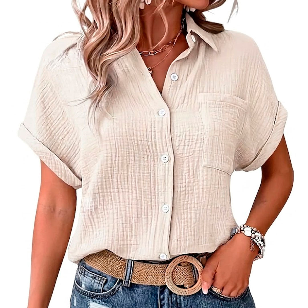 Women's Muslin Blouse with Chest Pocket Louise