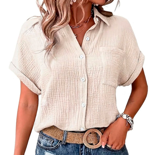 Women's Muslin Blouse with Chest Pocket Louise
