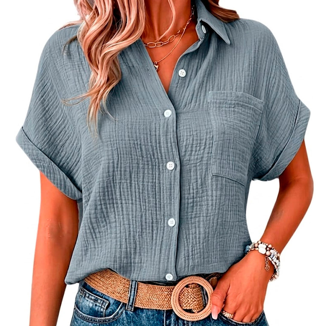 Women's Muslin Blouse with Chest Pocket Louise