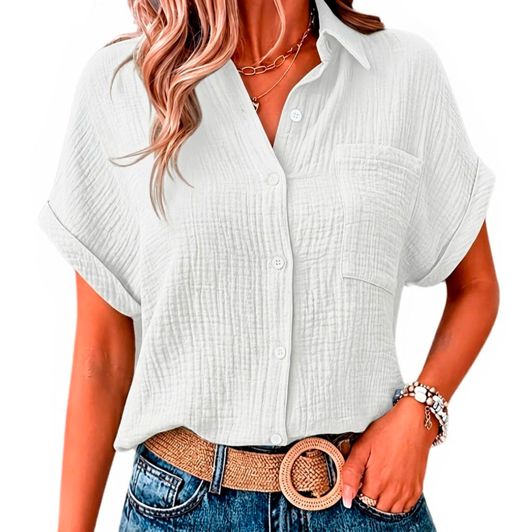 Women's Muslin Blouse with Chest Pocket Louise