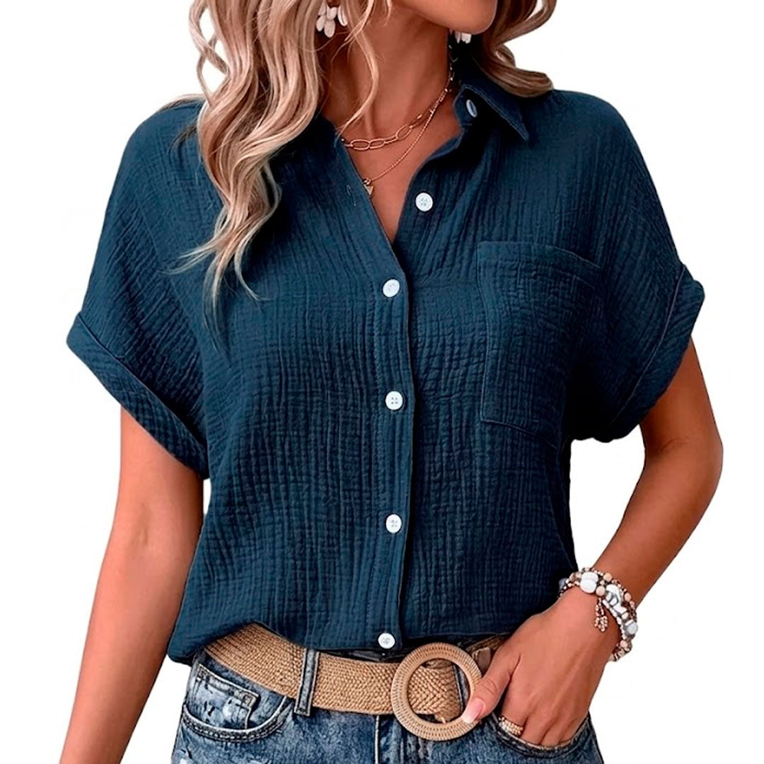 Women's Muslin Blouse with Chest Pocket Louise