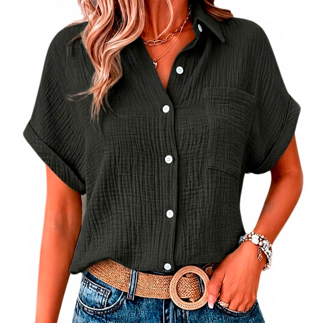 Women's Muslin Blouse with Chest Pocket Louise