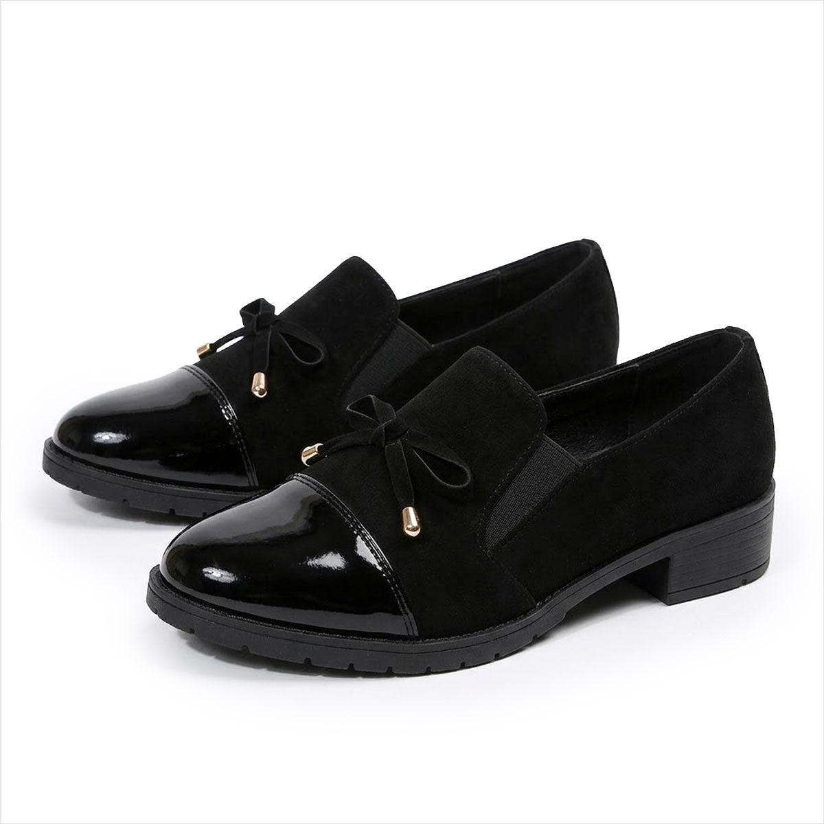 Women's Patent Leather Loafers with Bow Louise