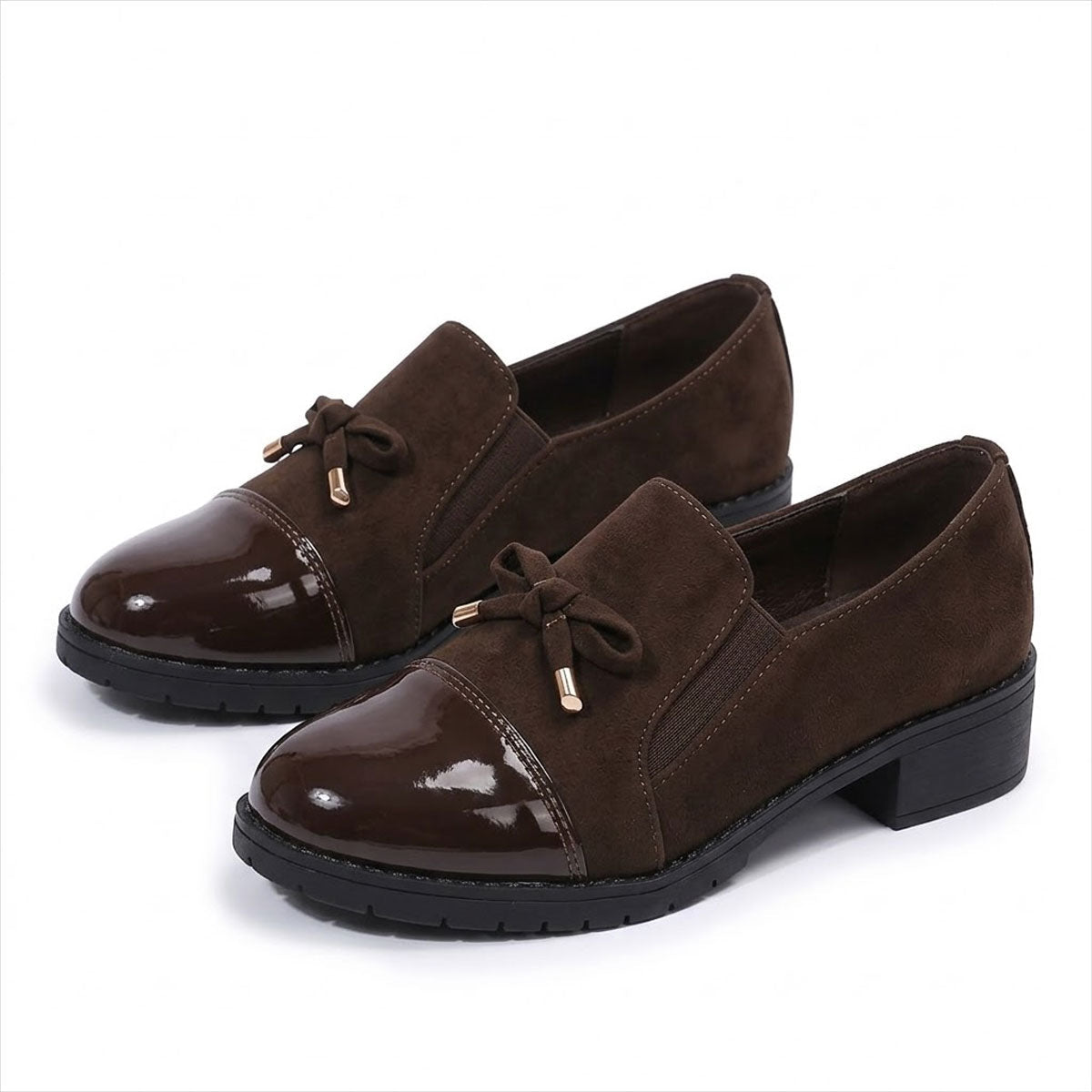 Women's Patent Leather Loafers with Bow Louise