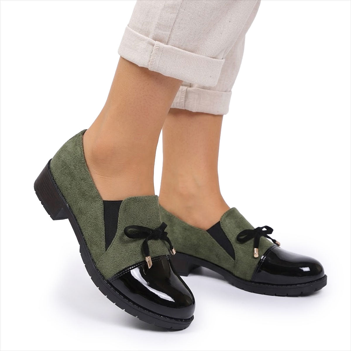 Women's Patent Leather Loafers with Bow Louise