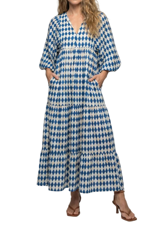 Women's Ruffled Midi Dress V-Neck Louise
