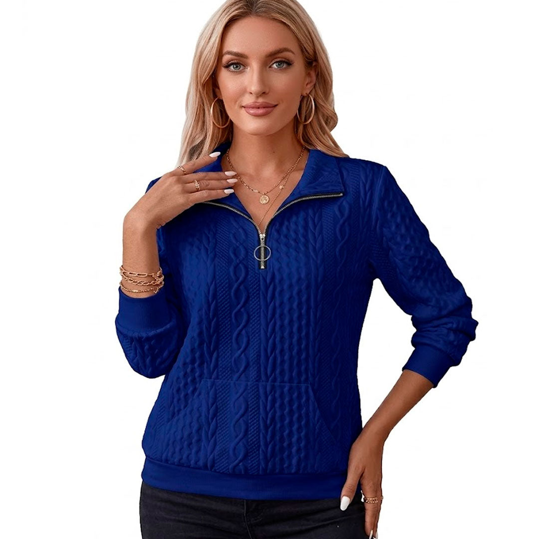 Women's Zipped Collar Knit Sweater Louise